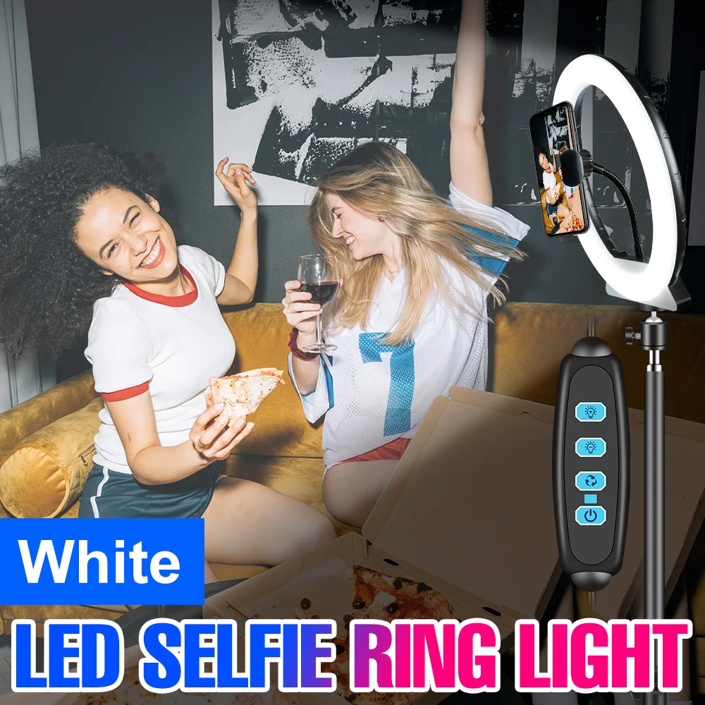 LED Ring Light Stand treppiede regolabile Selfie Ringlight Photography Fill Lamps flessibile USB Powered Makeup Video Lamp Fixture