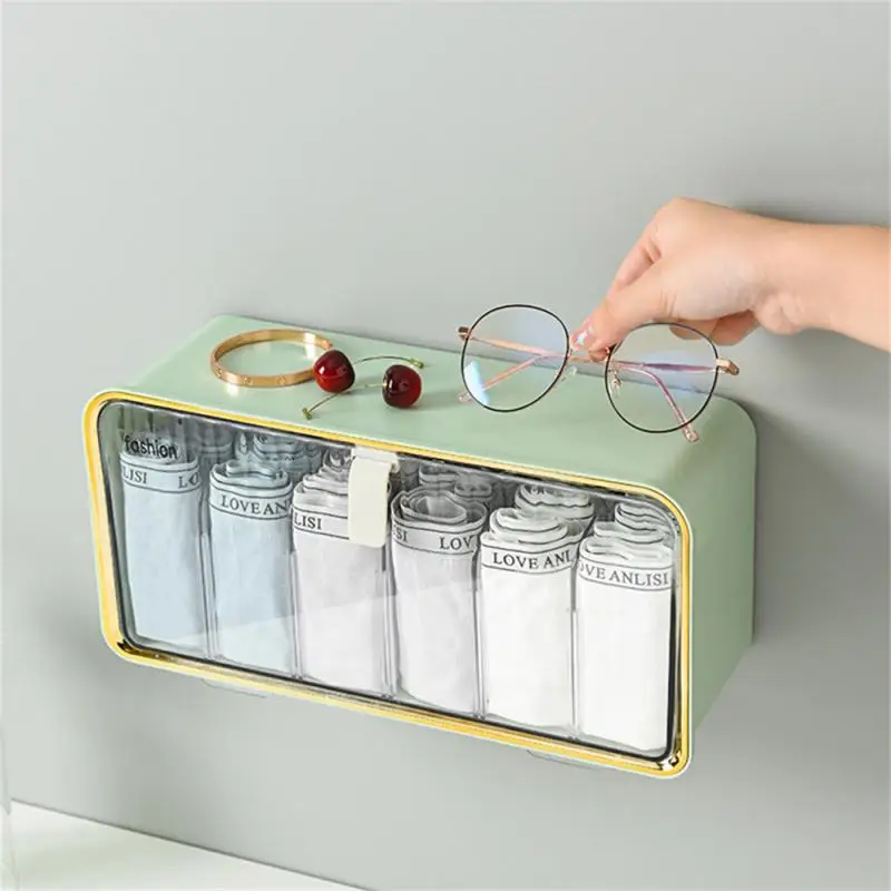 

Разделительный ящик для хранения из АБС-пластика, настенный раздельный раскладной ящик для хранения, пыленепроницаемый ящик для хранения нижнего белья, откидной ящик для хранения, зеленый