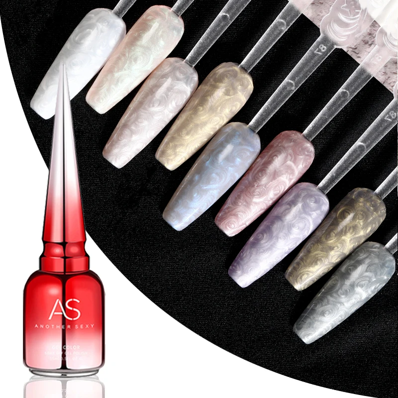 AS 9 Colors Pearl Shell Thread Gel Nail Polish Set Semi Permanent Soak Off UV LED Gel Nail Varnishes For Nail Art Design