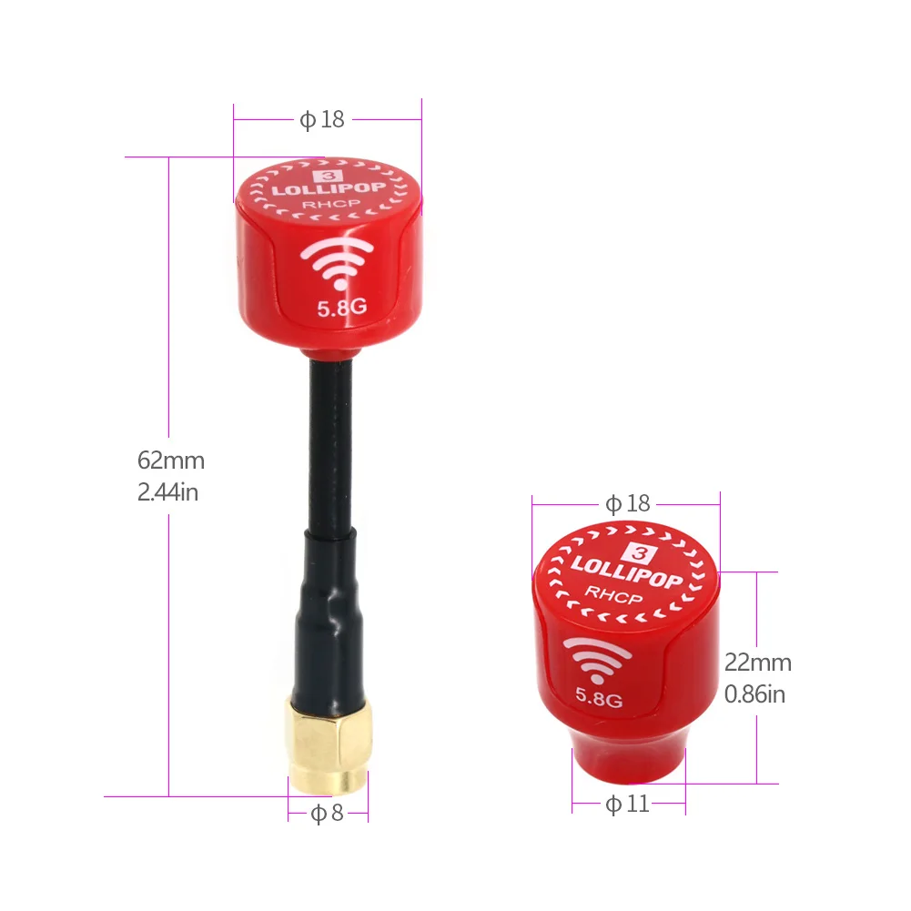 Antenne FPV RPSMA/SMA Courte/Longue - Lot de 2 - 8.29€