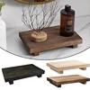 Wood Tray Pedestal Stand Bathroom Decor Wooden Vanity Hands Soap Scented Candle Storage Holder Tray Kitchen Seasoning Holder 1