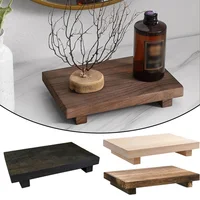 Wood Tray Pedestal Stand Bathroom Decor Wooden Vanity Hands Soap Scented Candle Storage Holder Tray Kitchen Seasoning Holder 1