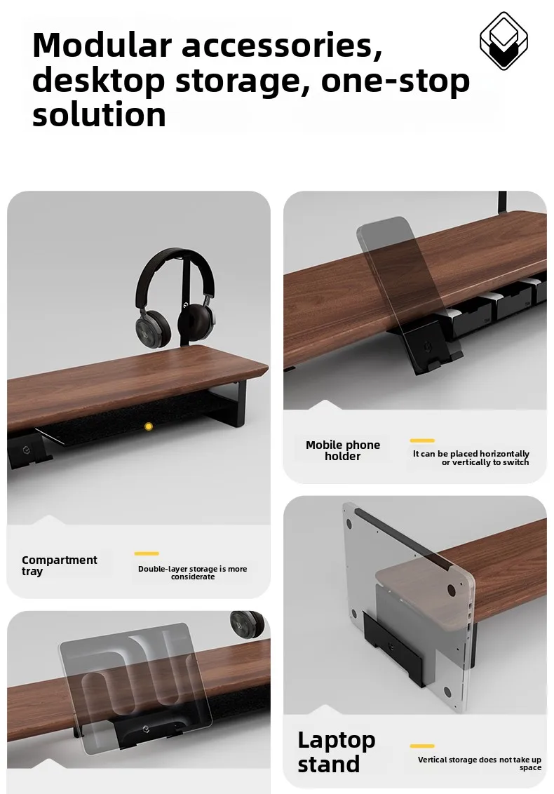 Z3 Modular Monitor Stand Premium Computer Riser for Ergonomic Workspace Modern Desk Organizer for Office Walnut/Black/White