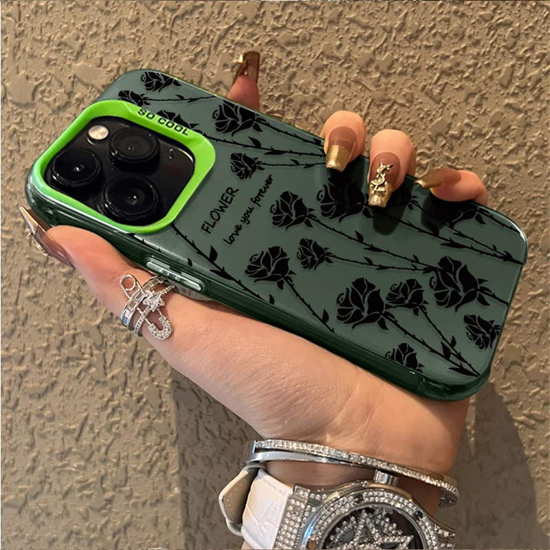 Retro Art Black Rose Hard Phone Case