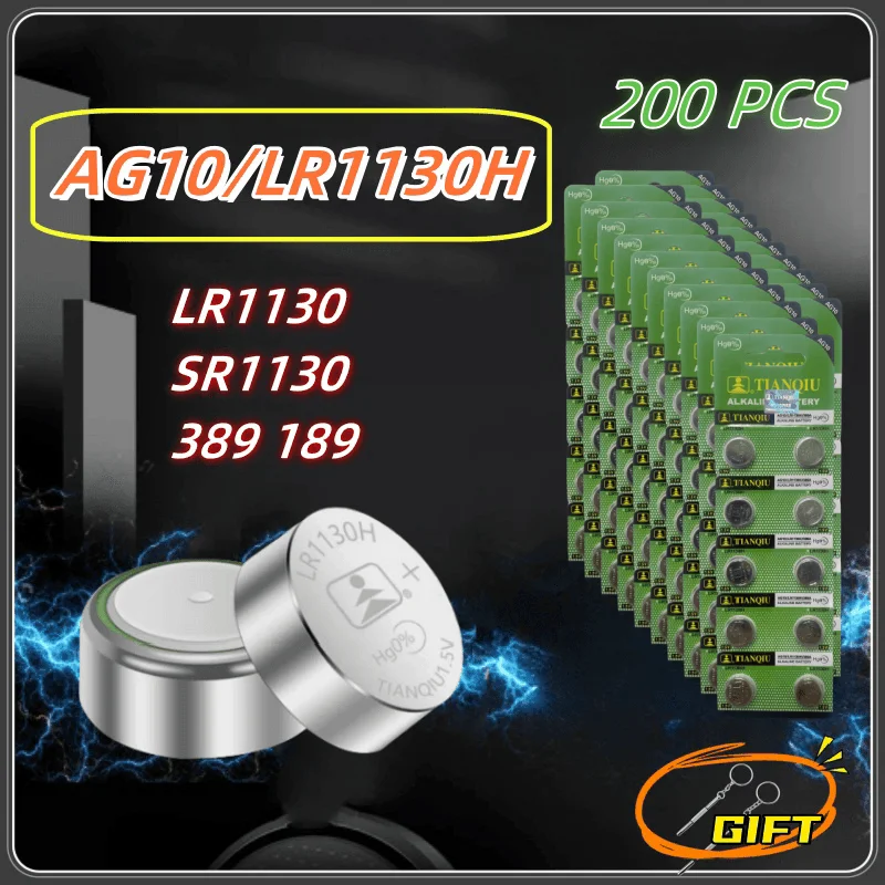 200Pcs Batterie Fbutton Tq Ag10 Lr1130 Lr54 Sr54 389 Lr54 Celle A Bottone Di Alta Qualità Applicabili Alla Calcolatrice Della Sveglia Dell'Orologio