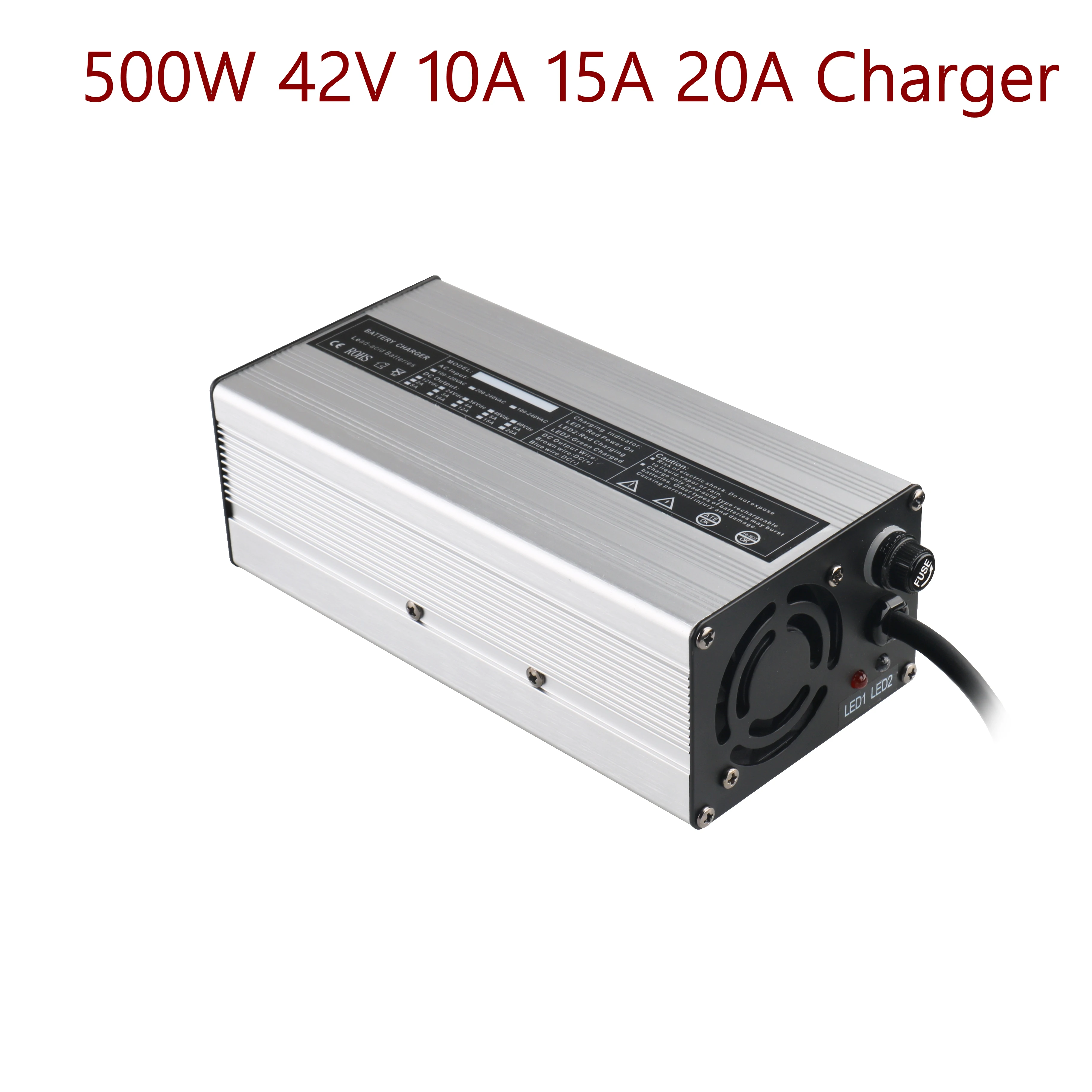 

500W 42V 10A 15A 20A Charger 36V Lithium Electric Bike Bicycle Scooter Battery Charger For 36 Volt 10S Li-ion EBike Forklift