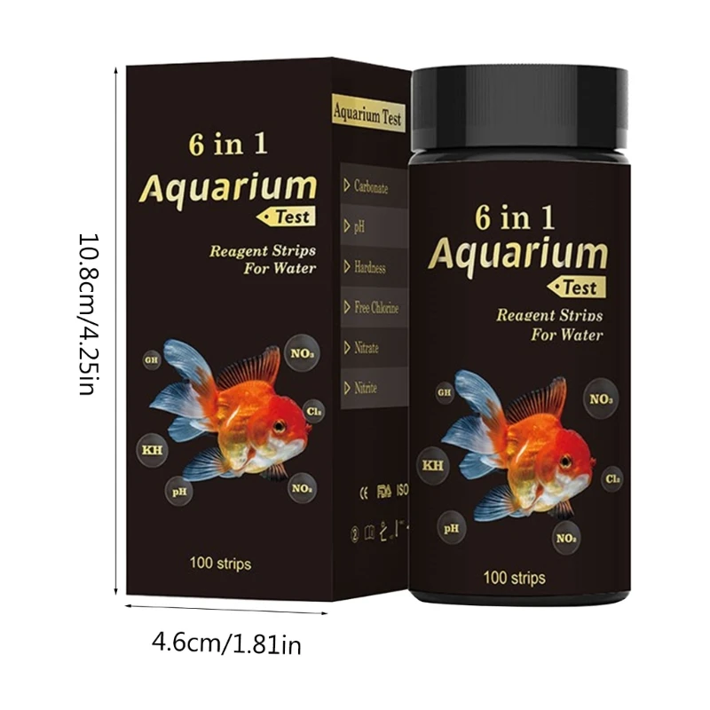 Test Strips 6 in 1 Swimming Pool Aquarium for Total Hardness Alkali Ph Nitrates M68E aquarium test strips