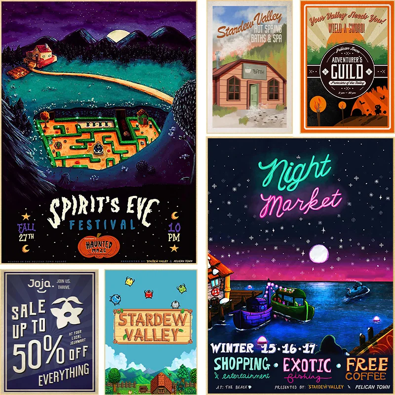 GameStardewValleyEventPosterCanvasPaintingAdventurersGuild