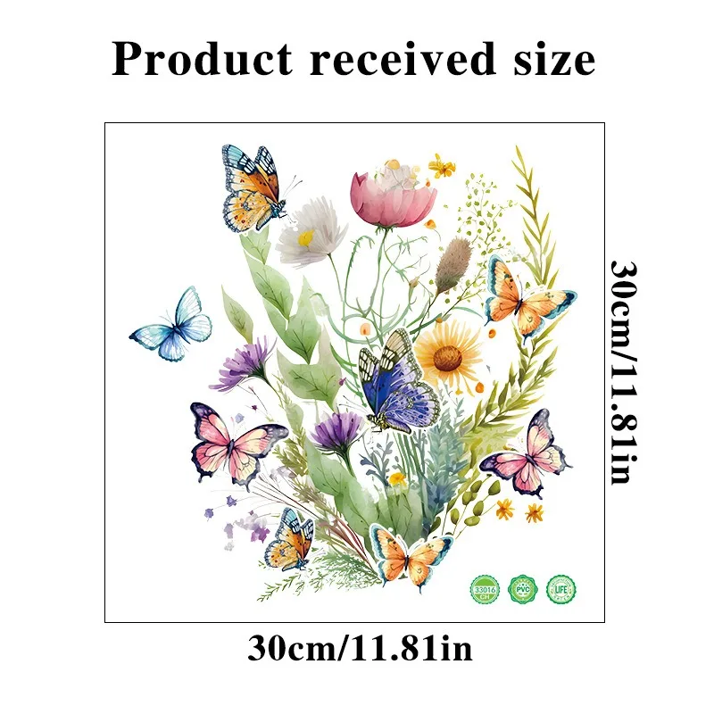 Toilet Stickers Green Plant Leaves Flowers World Butterflies Toilet Stickers Toilet Lid Sticker Bathroom Wall Sticker Cover Decor DIY