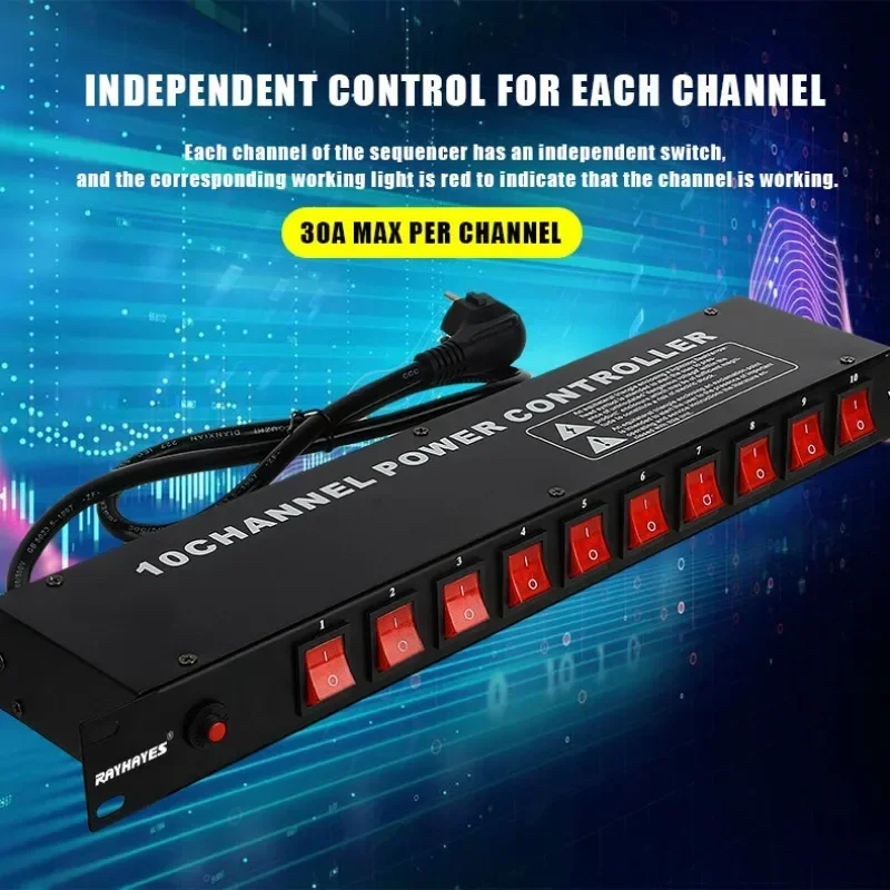 RAYHAYES YK-110 Audio Digital Power Sequencer 10 Channel High Power Equipment Independent Switch Supply Controller Protector
