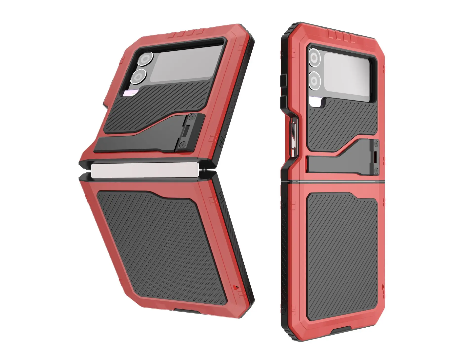 Heavy Duty Protection Armor Metal Phone Cases For Samsung Galaxy Z Flip4 Kickstand Fully Wrapped Silicagel Shockproof Cover Case