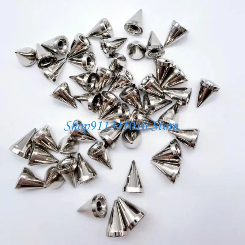 200Sets 가죽 공예 의류 가방에 대 한 실버 블랙 합금 펑크 스 터 드 신발 7x10mm 합금 스파이크 구멍 펀치와 리벳