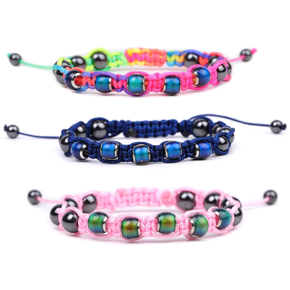 10PC Braided Color Change Mood Beads Stone Bracelets Emotion Feeling Temperature Charm Bracelet