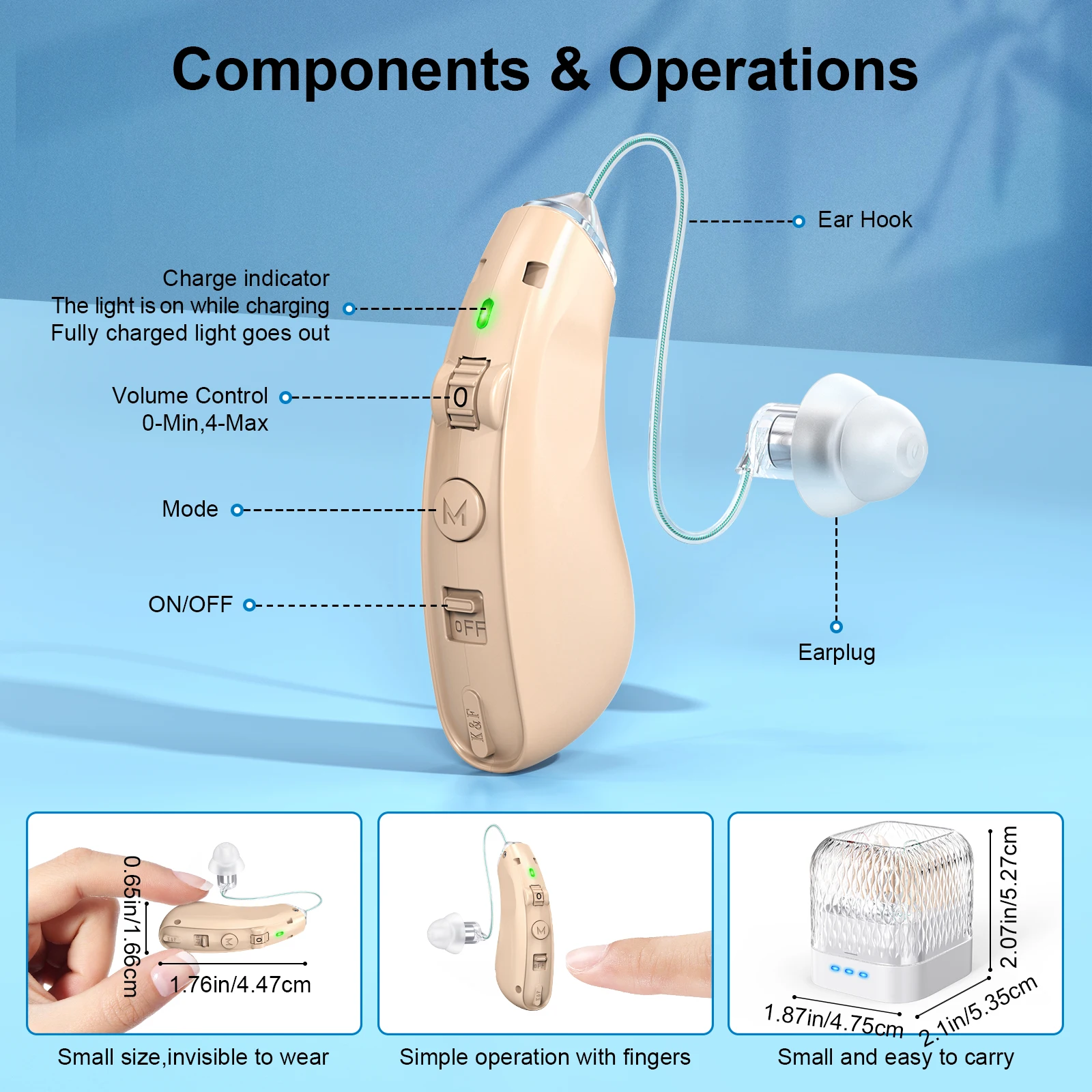 

Перезаряжаемый слуховой аппарат BTE для пожилых людей с шумоподавлением, цифровой усилитель слухового аппарата для взрослых с зарядным устройством