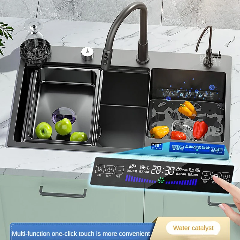 Intelligent Water Catalyst Double Tank Thickened 304 Stainless Steel Kitchen Sink Fruit Vegetable Disinfection Cleaning Machine