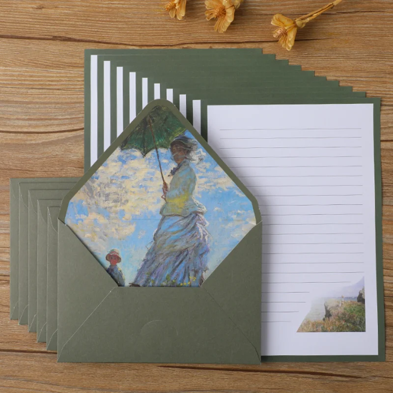 Letter Paper Set Van Gogh Monet 6 Envelope 10 Letters A5 Oil Painting Vintage Western Envelope writing paper set