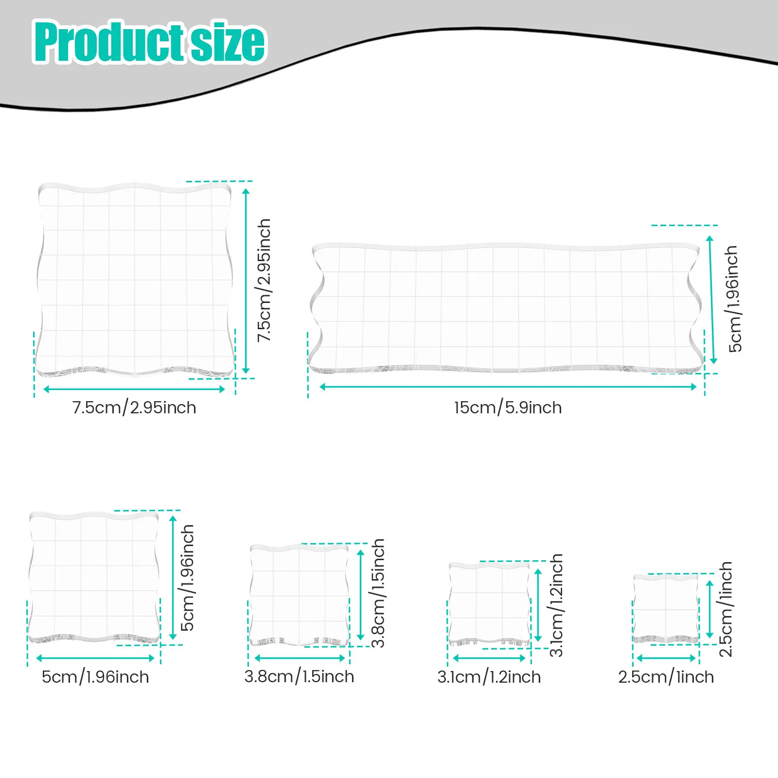 Acrylic Stamp Blocks 6Pcs with Grid Lines Clear Reusable Smooth Stamping Block acrylic stamp block