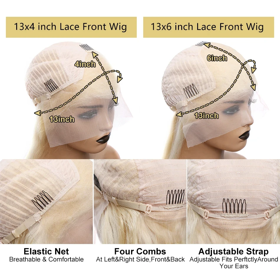250 Density 13x6 HD Lace Front Human Hair Wigs 613 Honey Blonde Color Body Wave 30 40 Inch 13x4 Lace Frontal Wig For Women 6