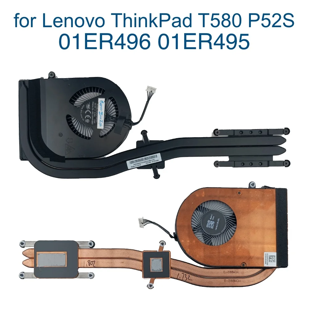 Dissipador de Calor do Ventilador do Refrigerador do Processador para Lenovo Módulo Térmico Thinkpad T580 P52s 20l9 20lb 20lc Swg 01er496 01er495 Sh40q13116 Novo