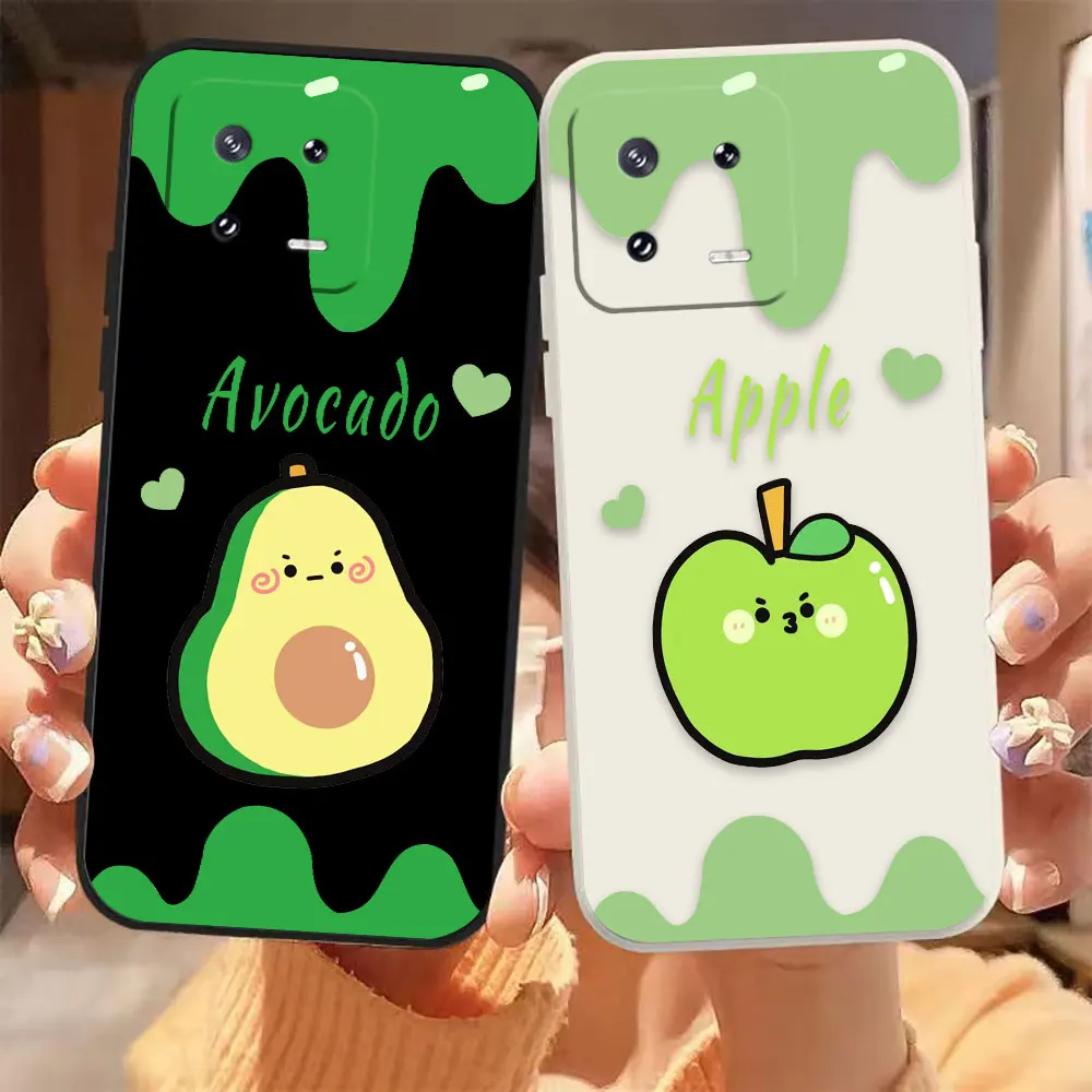 

Cartoon Avocado Apple Phone Case For Xiaomi 13 12 12T 12S 11 11T 10 10S 9 8 Pro Ultra Lite Colour Liquid Case Funda Shell Capa