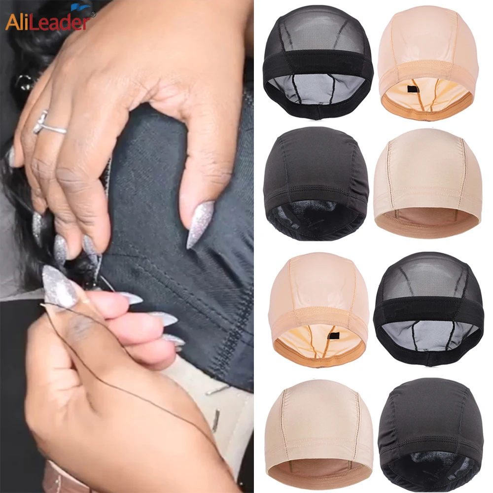 5pcs DIY Wig Making Caps Black Mesh Cao Dome Cap Breathable Nylon Wig Hair Net Cap for Making