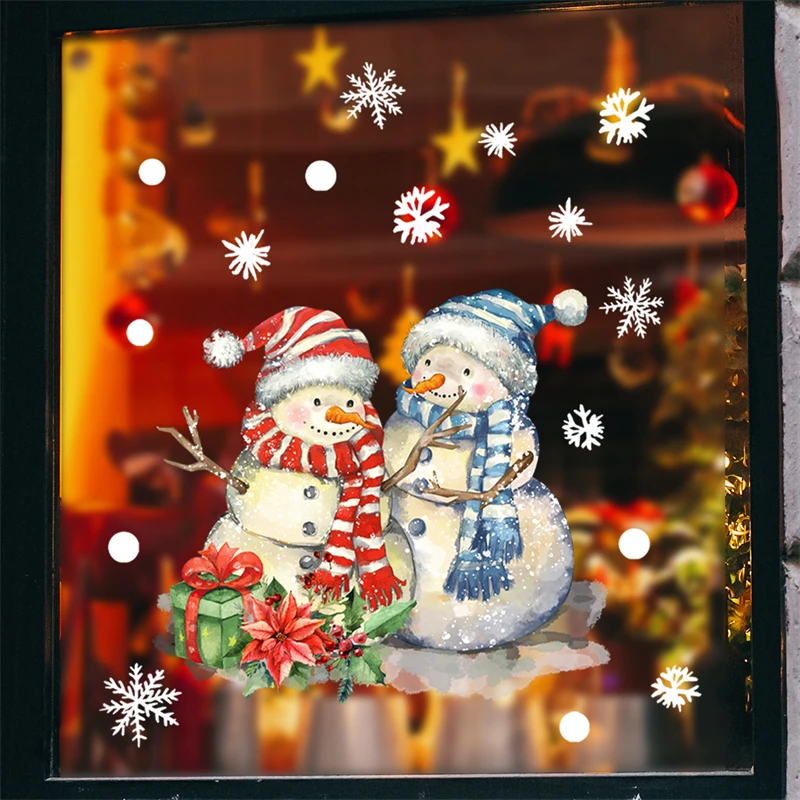 Description Picture 6 of itemMerry Christmas Decorations 2024 Cartoon Snowman Snow New Year Window Sticker Glass Electrostatic Sticker Removable Mirror Decal