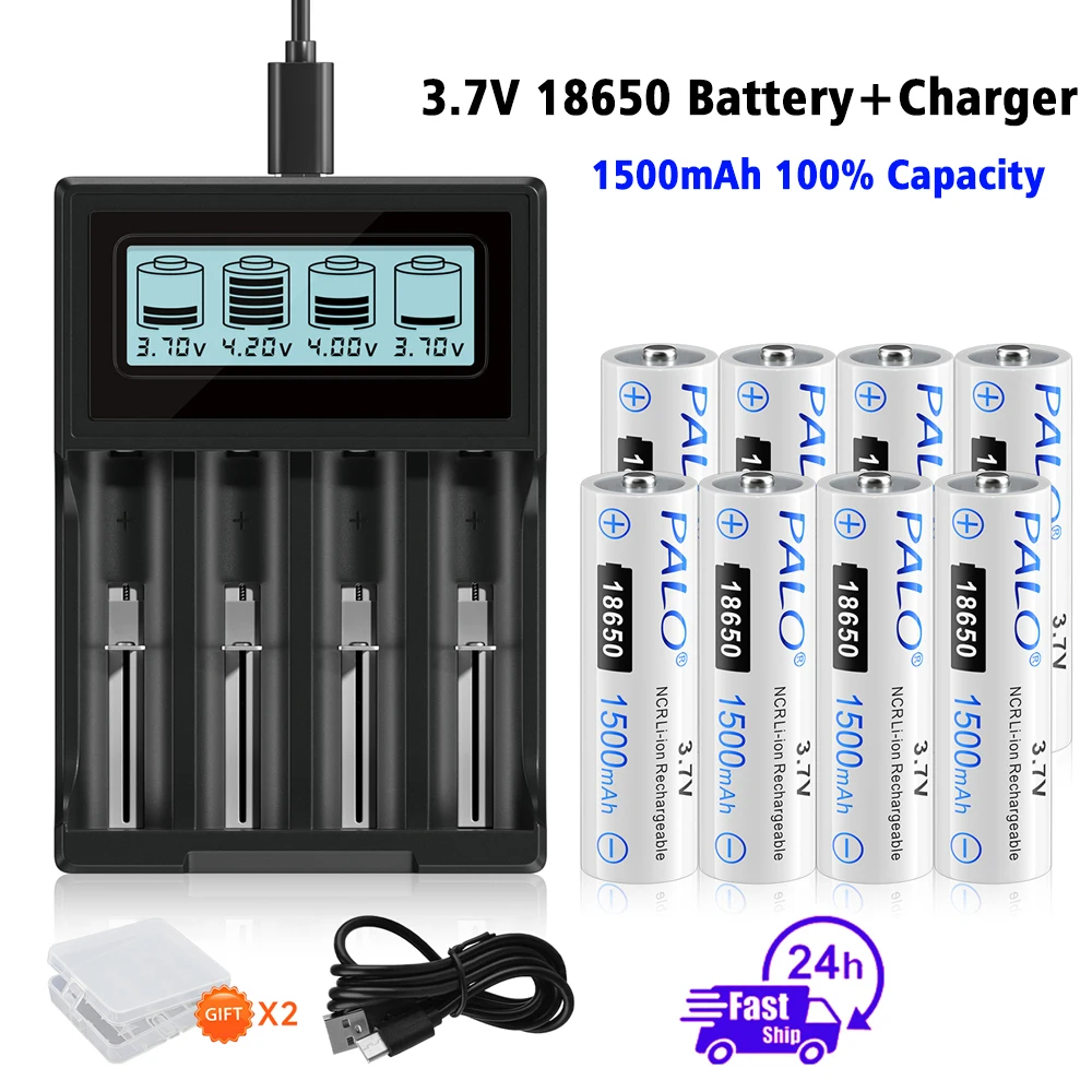 Capacità Reale 18650 3.7V 1500Mah 18650 Batteria Ricaricabile Al Litio 18650 Batterie Agli Ioni Di Litio Per Giocattoli Torcia + Scatola Di Immagazzin