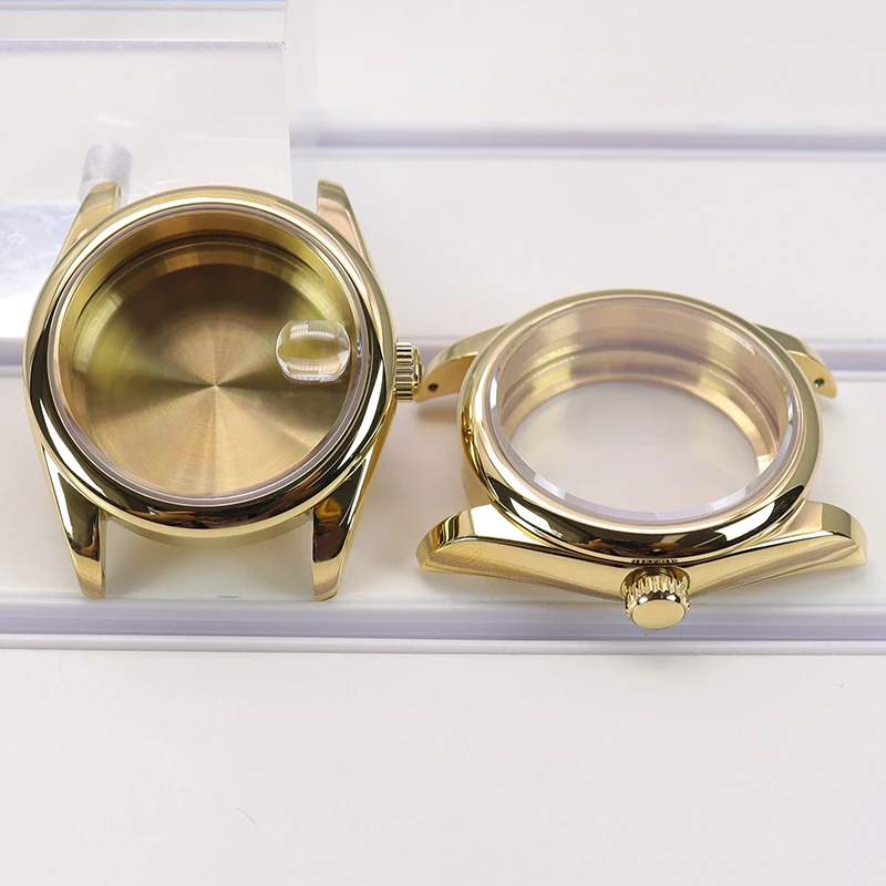 Watch accessories watch case watch protective case watch cover watch protective cover FENYA 36mm 40mm Gold Round Edge Watch Case Sapphire Glass For Oyster Seiko NH36 NH35 NH34 Miyota 8215 Movement 28.5mm Dial 10ATM