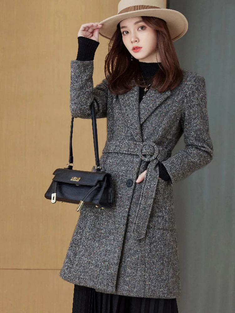 Women Winter Thicken Belt jacket Fashion Casual Long Coat Ladies Office Wear Elegant Female Blazer Oversize clothes