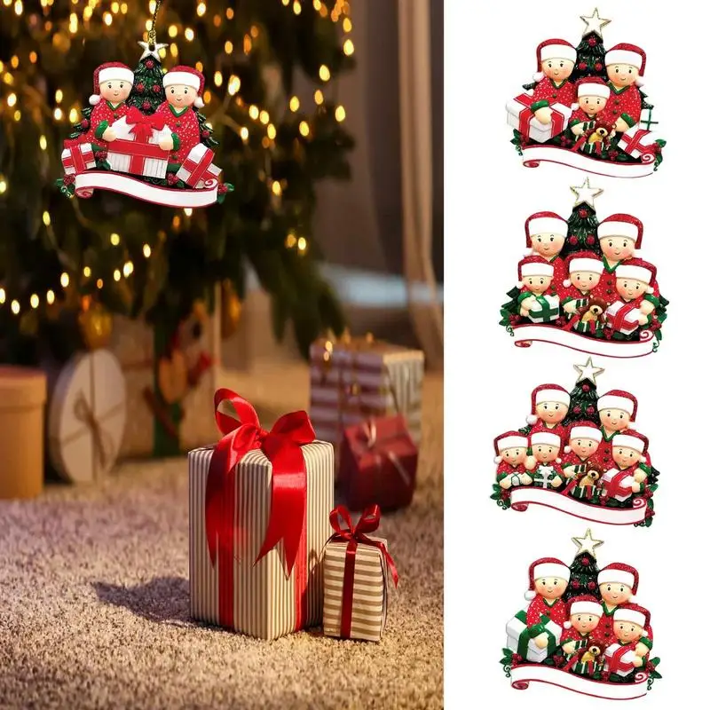 

Christmas Tree Miniature Ornament Creative Hanging Figures Acrylic Xmas Family Miniature Pendant For Indoor Outdoor Home Decor