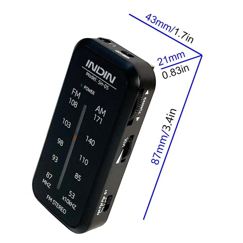Portable Radio AM FM,Small Pocket Radios,Stereo Sound with Earphones,2 AAA Battery Operated for Indoor,Outdoor Walking,Jogging - 4