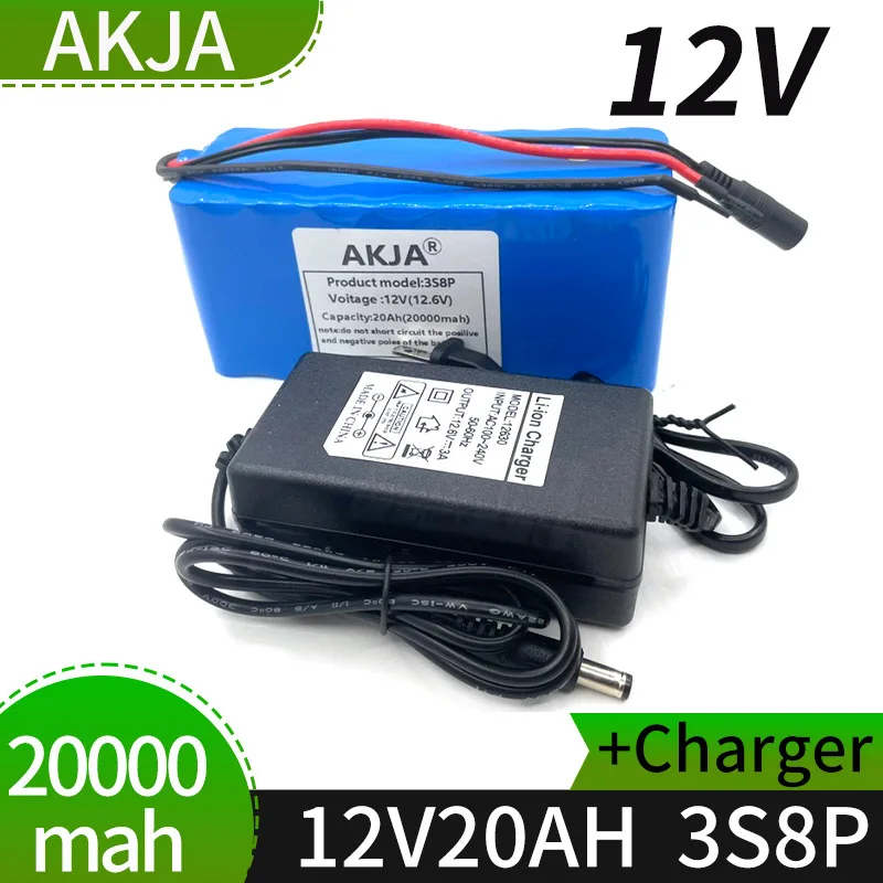

3s8p 12V 24Ah battery pack 18650 lithium ion 12V 20000mAh DC12.6V super large capacity rechargeable battery with BMS + charger