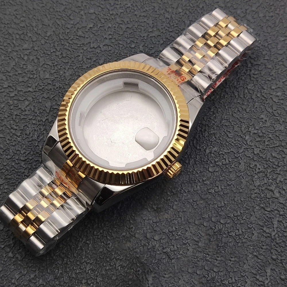 삼각대 41mm 골드 케이스 세트 HILEGU HL00101507 날짜 케이스 M126234 8215 8200 무브먼트 삼각대용 손목시계 부품
