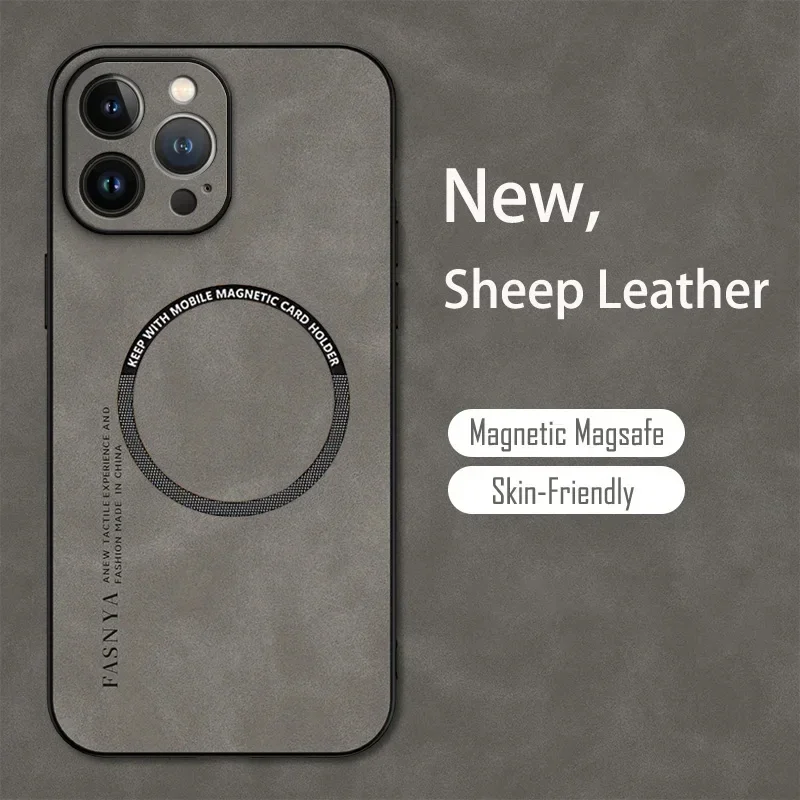 Magnetesch Handyhüll Fir Iphone Aus Schofsleder Vintage_voghion.com