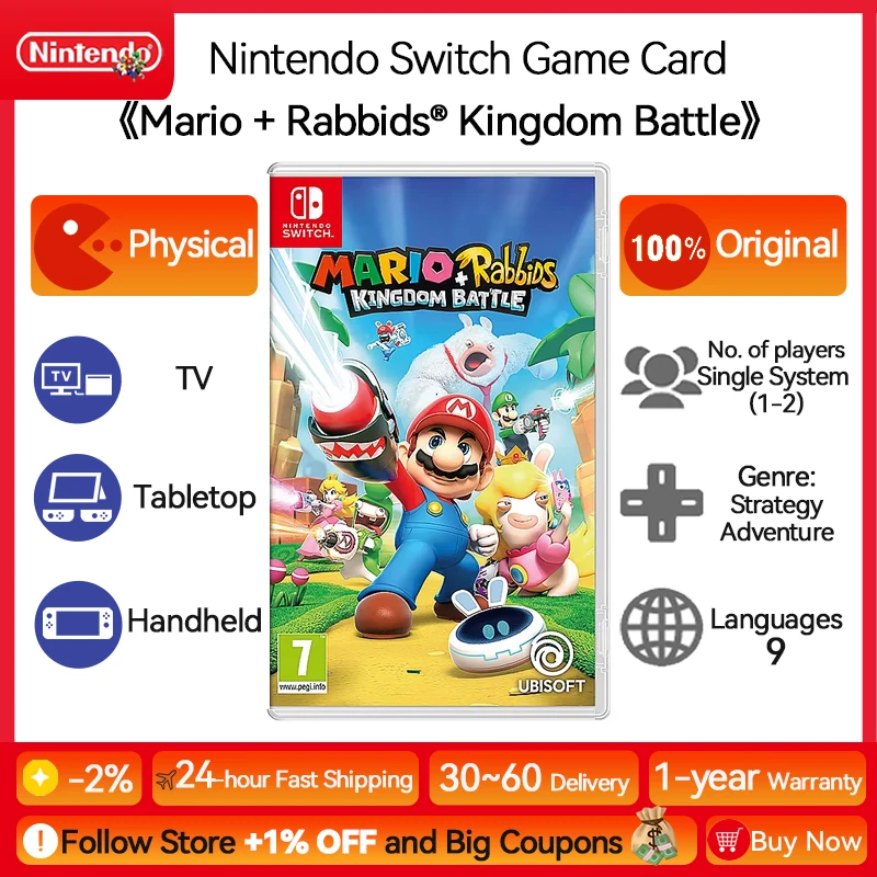 Mario + Rabbids Kingdom Battle Action Video Game Cartridge Nintendo Switch - CIB