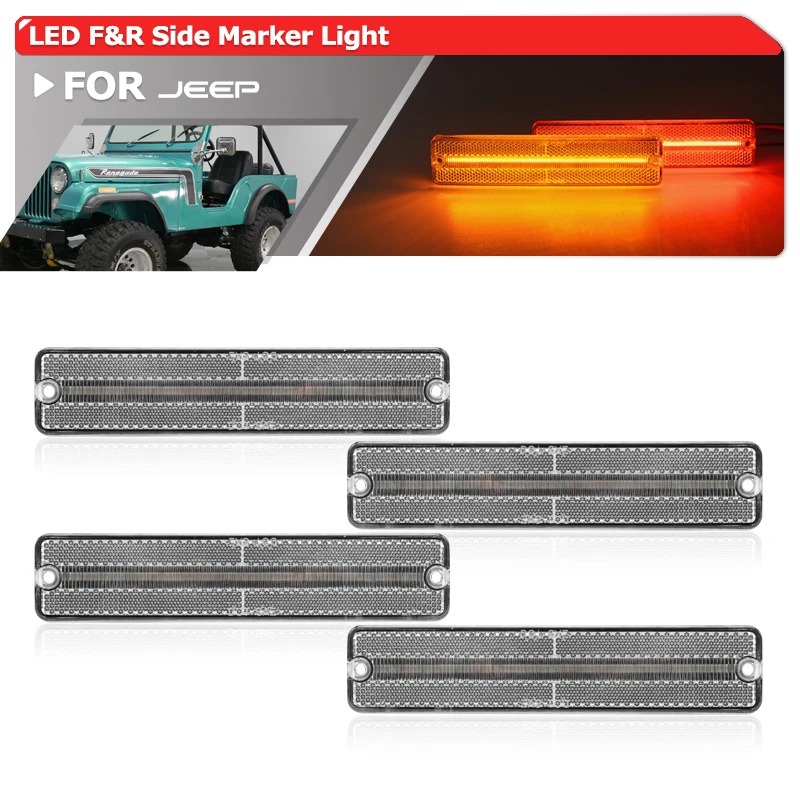 

For Jeep CJ-Series 5 6 7 8 Cherokee SJ Pickup J10 J20 Grand Wagoneer 4x F&R Led Fender Side Marker Light Turn Signals 994020/21