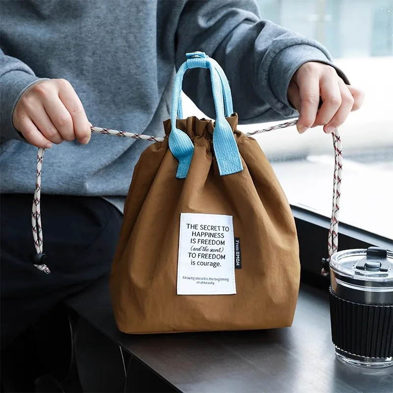 Lunch Bag Large Capacity Waterproof with Drawstring Closure Thick Insulation Cooler Bento Bag For Picnic Work Student