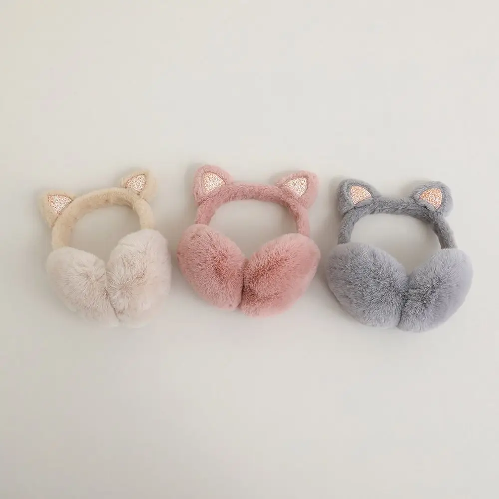New Lovely Winter Warm Cat Ear Warmers Glitter Ears Plush Earmuffs for Women Playful Girls Ear Muffs Cold Protection Warm Hot