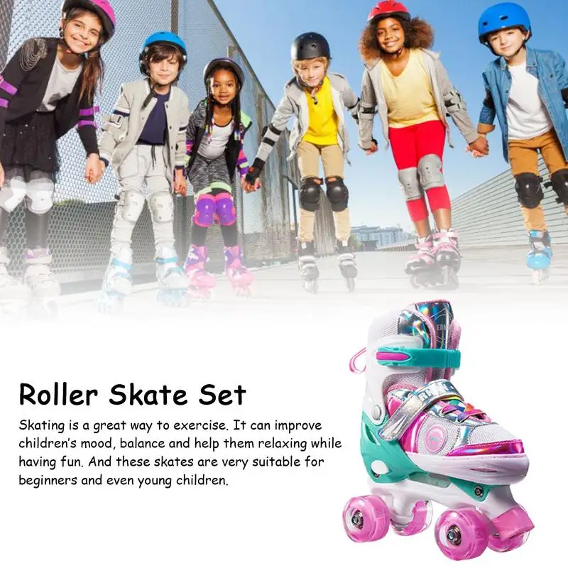 Children's Roller Skating Shoes Skates For Kids Skates Shoes Adjustable Double-row Roller Skates For Kids Girls Boys Aged 2-8