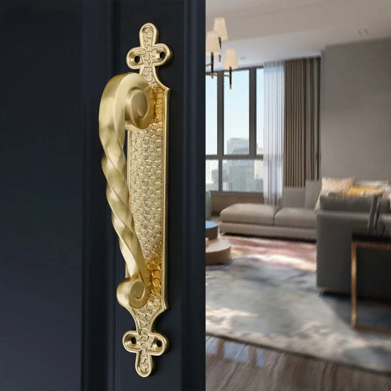 Maçaneta Interior de Latão Retrô para Móveis Maçaneta de Bronze Sala de Estar e Quarto Estilo Europeu 1pc