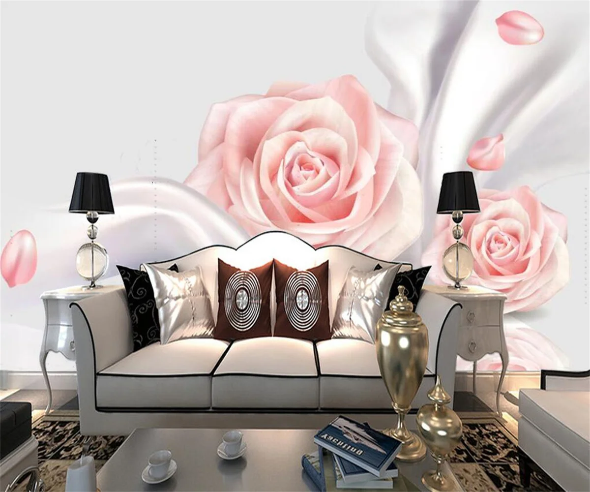 

Настенные 3D обои любого размера на заказ, в европейском стиле, шелковые розы, фото, настенная живопись, тема для гостиной, Роскошный декор для отеля