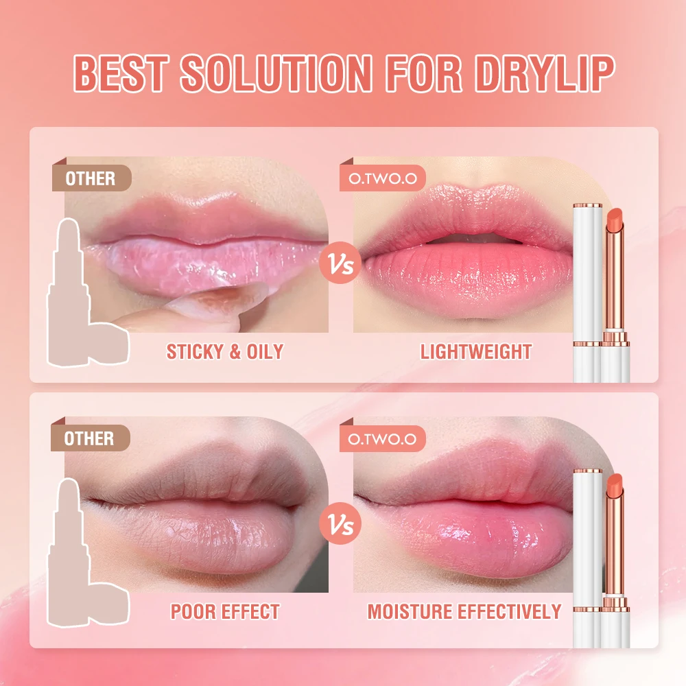 O.TWO.O Color Changing Lipstick Moisturizing Lip Balm Nourising Long Lasting Lip Gloss Natural Beeswax Lip Care Cosmetics