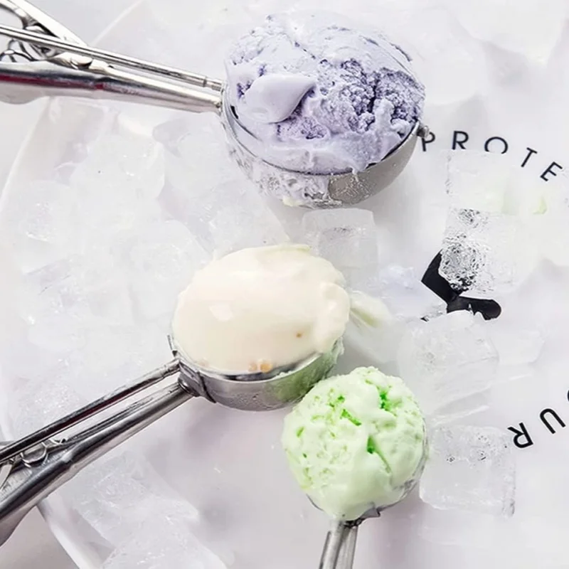 Stainless Steel Ice Cream Scoop Spring Handle Mash Potato Watermelon Ball Scoop Ice Cream Mold Home Kitchen Accessories Gadgets