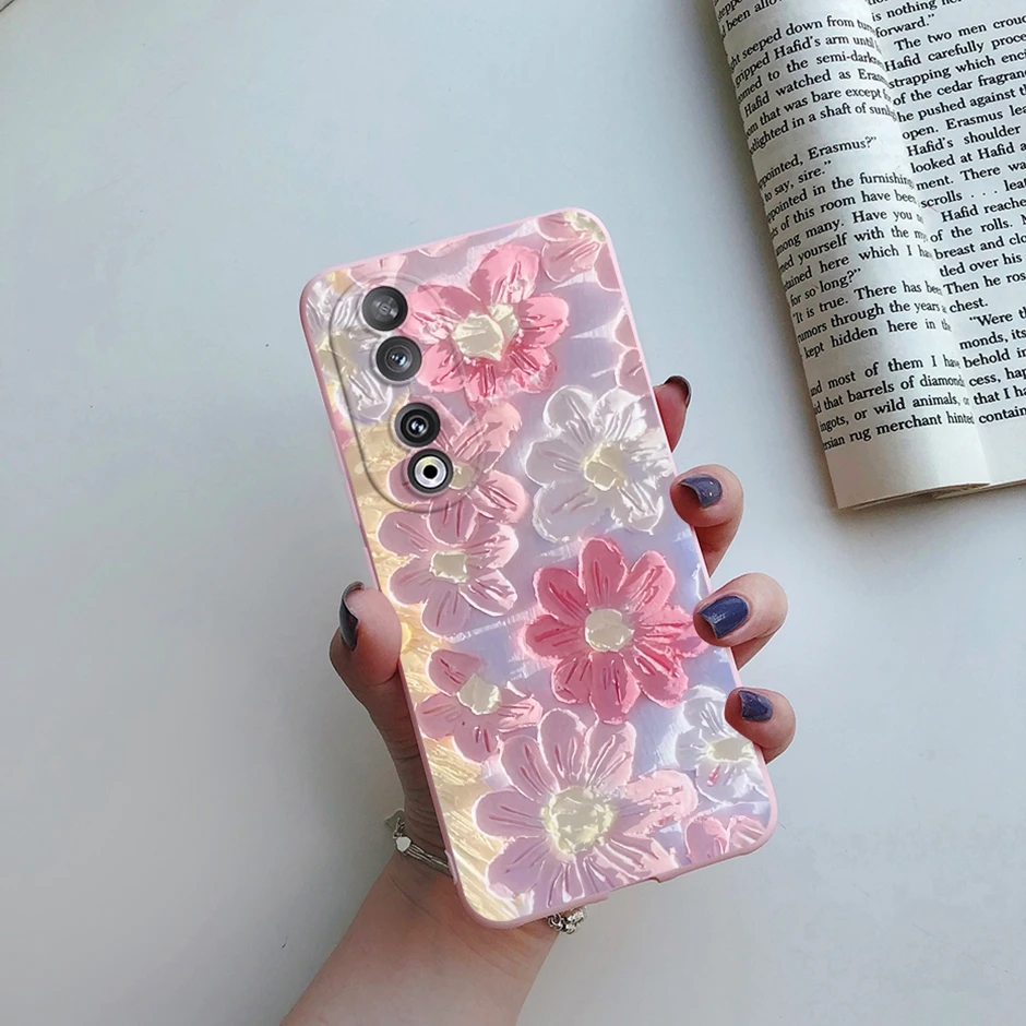 Colorful Cartoon Flower Silicone TPU Phone Case Cover for For Honor 90