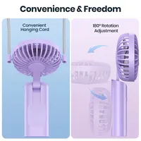 TOPK K38 Ventilateur portatif, ventilateur de cou de voyage personnel multifonction 3 en 1 de 000 mAh avec affichage numérique, 90 °   Ventilateur de bureau pliable 3