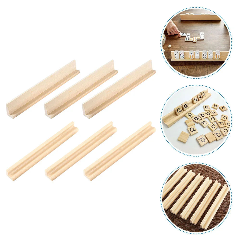 

6Pcs Domino Holders Desktop Domino Stands Reusable Domino Trays Wood Domino Base for Domino