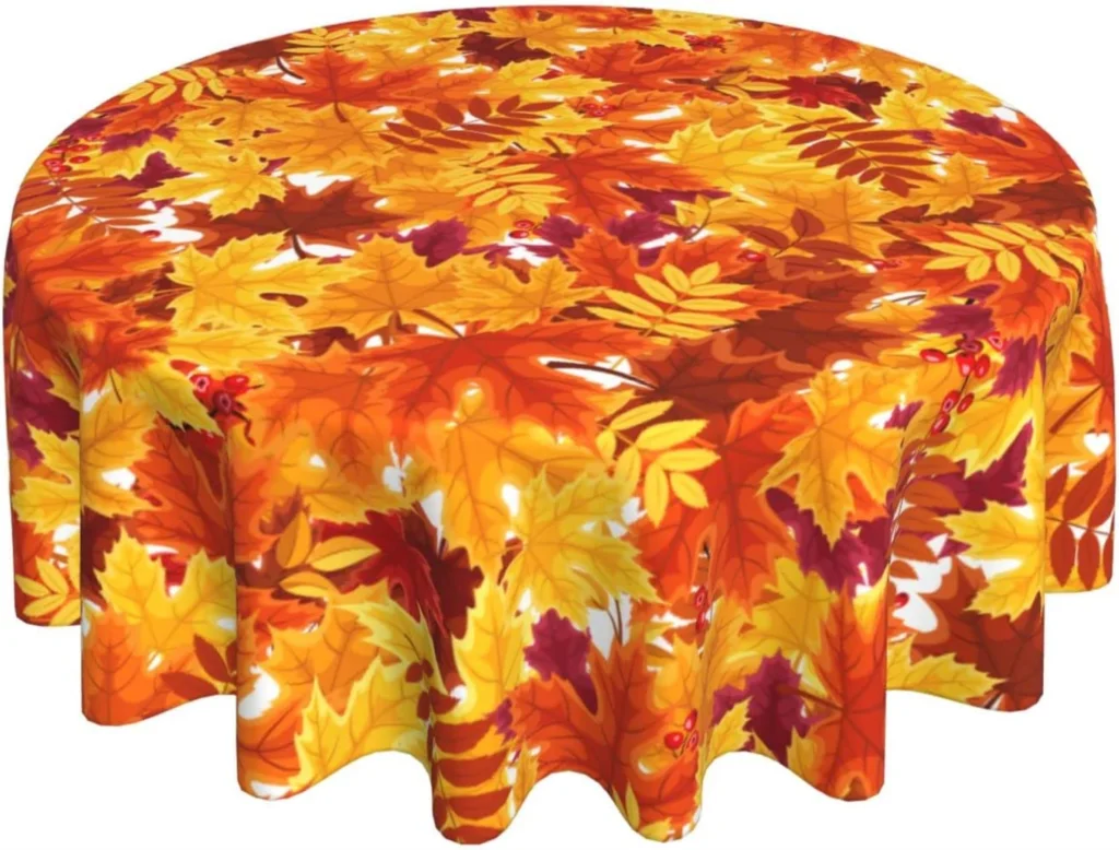 

Fall Pumpkin Tablecloth Round Autumn Thanksgiving Table Cloth Dust-Proof Wrinkle Resistant Rustic Tablecloth Coffee Picnic Mat