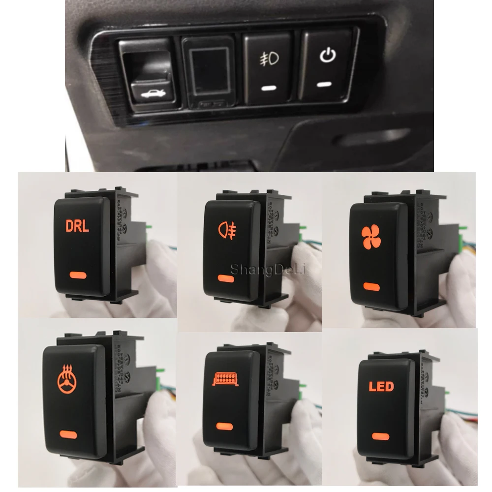 Car LED Light Front Fog Light Switch Rear Fog Lamp Push Button with wire For Nissan Qashqai Tiida X-TRAIL Patrol Y62