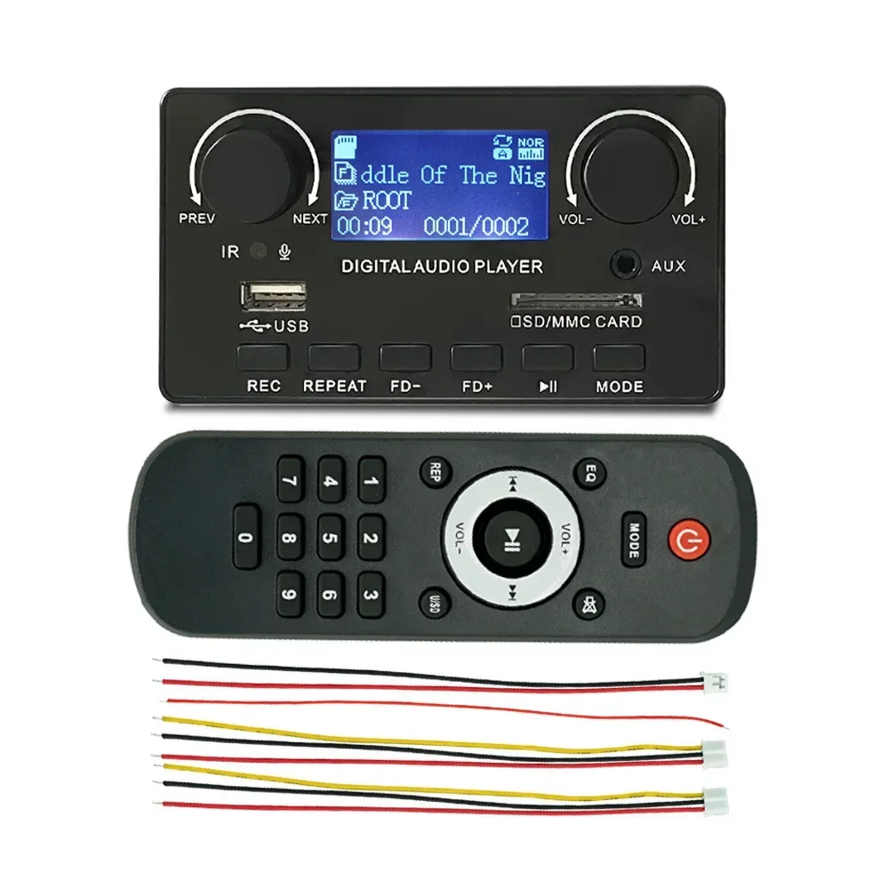 

12V MP3 Bluetooth Decoder Board LCD Lyrics Display Decoder WMA WAV FLAC APE FM Recording USB Decoding For Audio Amplifier