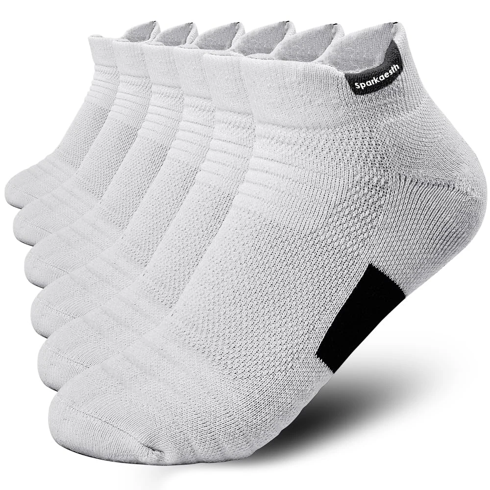 

Sparkaesth 6 Pairs Ankle Socks Men Thicken Crew Socks Cotton Socks Cushion Running Basketball Socks Size 7-9 for Men Pack